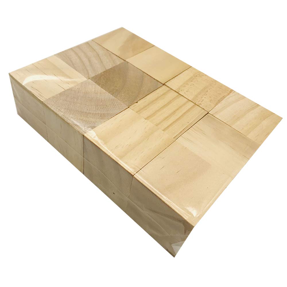 Fycooler 12pz Cubi di Legno Decorare,Cubi Legno Grezzo Naturale di Pino,Set Blocchetti Cubo 5x5x5cm,Perfetti per Stampi,Blocchi di Legno per Artigianato,Alfabeto, Puzzle e progetti DIY