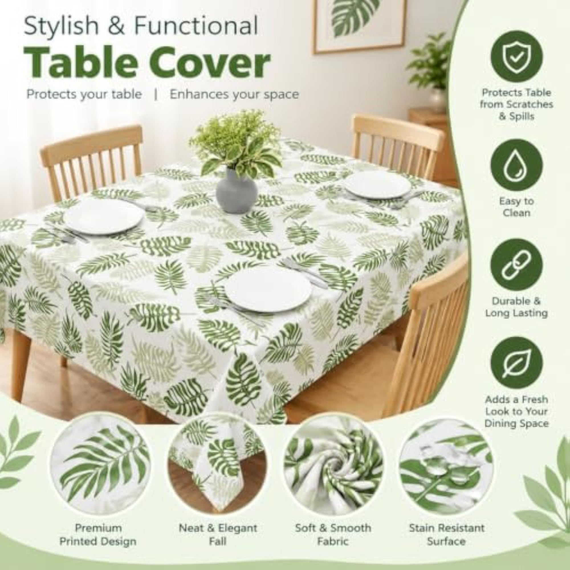 Premium PVC Center Table Cover, 40x60 inch for Dining