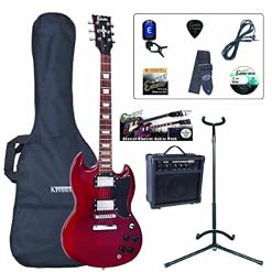 Encore E69CR Pack de Guitare électrique Cherry red - Les Beatles, Paul McCartney, John Lennon, RIngo Starr, George Harrison Encore E69CR Pack de Guitare électrique Cherry red – Image 2