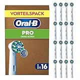 Oral-B Pro Cross Action Aufsteckbürsten — ORIGINAL Zahnbürstenaufsatz für Oral-B Elektrische Zahnbürste — Überlegene Zahnreinigung, Ersatzbürsten mit X-Borsten — Weiß, 16 Stück
