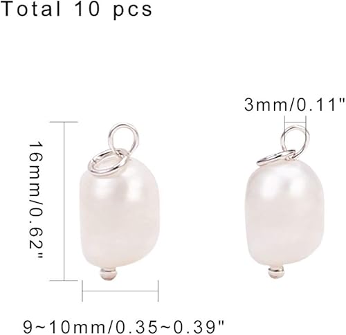 Miniatura 2 de PH PandaHall 10 piezas de perlas de agua dulce colgantes colgantes de perlas naturales abalorios para hacer pulseras, collares, joyas