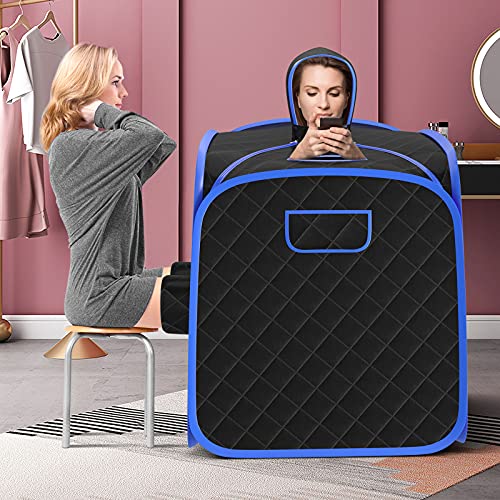 COSTWAY Portable Steam Sauna, Remote Control, 3L Steamer, Foldable Sauna Spa with 9 Temperature and 90 Mins Timer, Atomization, Personal Sauna Hat Tent for Detox Relaxation (Black) - Image 3