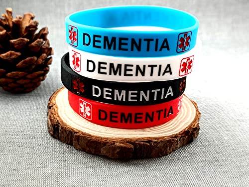 Luxglitterlin Medical Alert Bracelets Dementia Silicone Rubber Sport Emergency Id Bracelets Waterproof Wristband For Men Women Kids (Br_Med_Rubber_Dementia) #TOP2