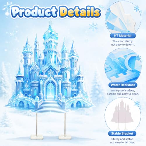 Image of Qunclay 4.5 ft Ice Castle Cardboard Cutout Winter Princess Party Decoration Life Size Ice Snow Photo Booth Prop Standee Stand up 3D Display Backdrop Decor for Birthday Baby Shower