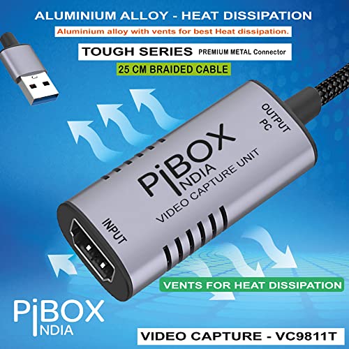 Video Capture Card, PiBOX India Braided Tough, 4K HDMI to USB 3.0 Game Capture Device Aluminium Windows Android Mac,HD 1080P 60fps Audio Video Card... - Image 3