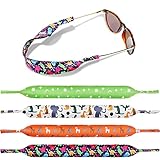 4 Pieces Kids Eyeglass Strap Neoprene Glasses Holder Sunglasses Lanyard Retainer (Dinosaurs, Dogs, Moon and Stars)