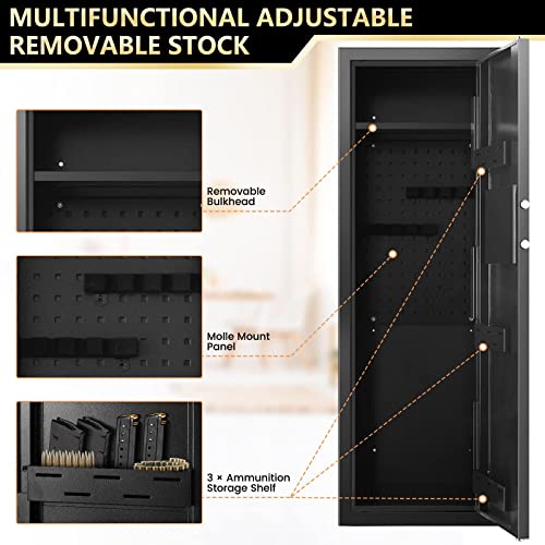 7-8 Fireproof Gun Safes For Home Rifle And Pistols, Anti-Theft Long Gun Safes For Rifles And Shotguns With Pistol Rack, Removable Shelf, Silent Mode #TOP7