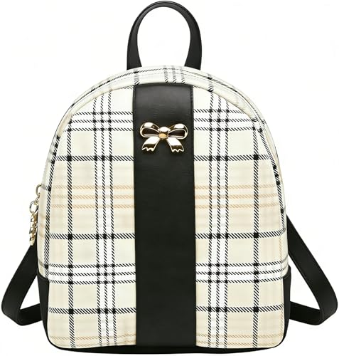 Image of NUWA Plaid Mini Backpack Purse - Cute Bow Lightweight 2-in-1 Crossbody Bag, Cell Phone Wallet Pouch, Ideal Gift for Women & Teen Girls, Everyday Casual Use (Black2)