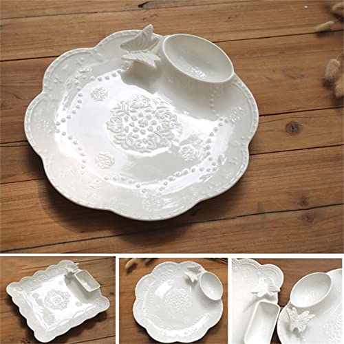Plato de cerámica para dumplings con diseño mariposa 9.8 pulg miniatura 4