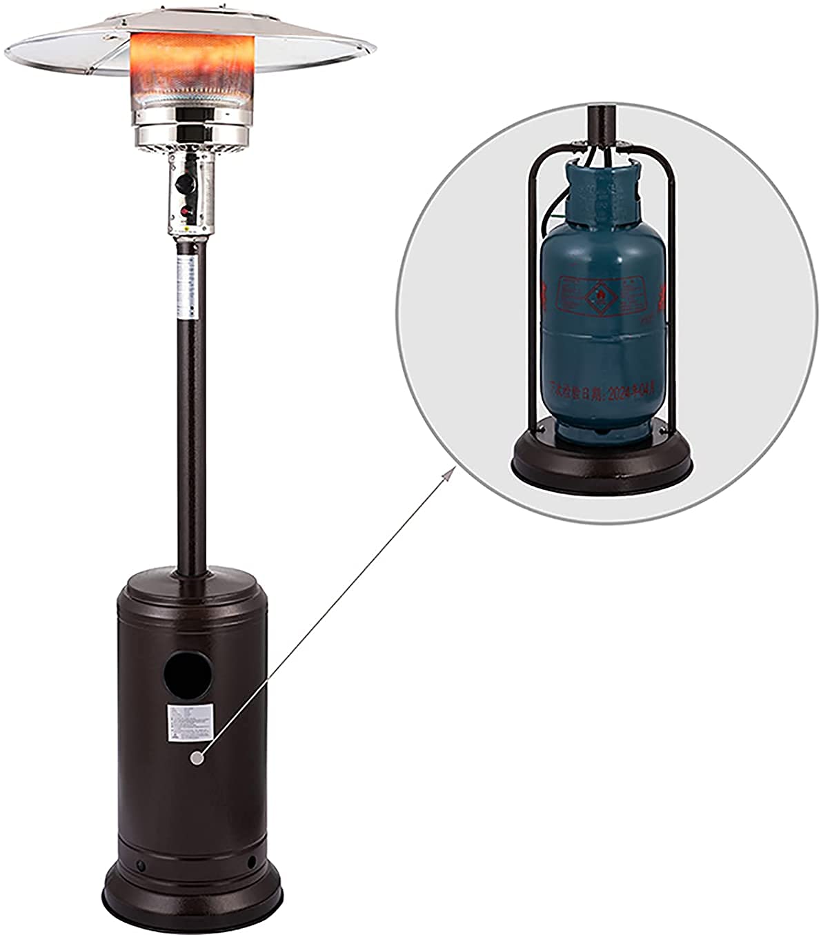 Riscaldatore da Terrazza Stufa a infrarossi Riscaldatore a propano Riscaldatore da esterno con ruote e protezione antifiamma e protezione dall'ipossia e protezione dallo scarico Uso commerciale come N
