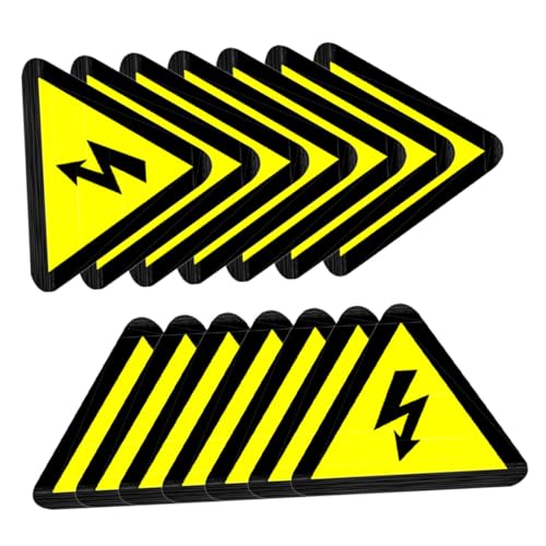 Autocollants d'avertissement chocs électriques haute visibilité jaune 15 pcs