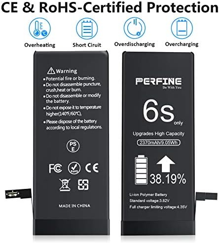 Perfine 2370mAh Battery for iPhone 6S A1688 A1633 A1700 Replacement Battery with Repair Kit Tools Pack