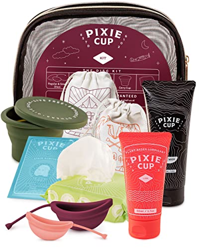 Menstrual Disc Kit - Pixie Cup First Period Disc Starter Kit + Menstrual Disc Sterilizer for Women and Girls - Container for Storage - Portable Travel Solution