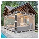 Plane Transparent mit Ösen 2.5X2m, Abdeckplane Wasserdicht für Balkone, Terrassen, Gärten und Gewächshäuser Verwendet Plane Durchsichtig Transparent Terrassenplane für Schutz Vor Witterung