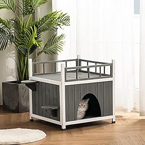 Mcombo Cat House Shelter Outdoor Indoor Feral Cat Enclosures Condo Small Pet Dog House with Escape Door Waterproof for Outside Gray 1288ey  Cucciolini Doodles Mcombo cat house shelter outdoor indoor feral cat enclosures condo small pet dog house with escape door waterproof for outside gray 1288ey   cucciolini doodles