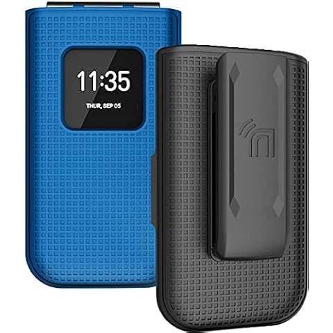 Case with Clip for Nokia 2720 V Flip Phone, Nakedcellphone [Cobalt Blue] Snap-On Hard Shell Cover with [Rotating/Ratchet] Belt Hip Holster Holder for Verizon TA-1295 Cover