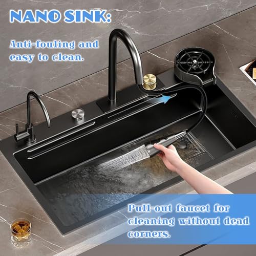 Évier de cuisine avec distributeur de savon et égouttoir lavabo multifonction maison