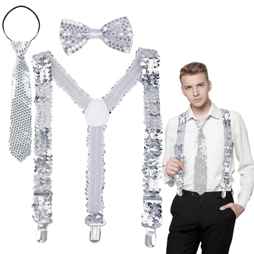 Set Bretelle E Papillon A Pois Per Uomo E Donna, Smoking, Clip, COOL - Foto 5
