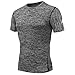 AMZSPORT Camiseta de compresión de Mangas Corta para Hombre Deportes de Secado Rápido Funcionamiento Baselayer, Gris, L