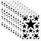UMCHU 10 Bögen 280 Stück Selbstklebend Sternenhimmel Aufkleber, Wasserfeste Stern-Wandtattoos, Wandsticker Set - PVC Wandaufkleber Selbstklebend Schwarz(6 Größen)
