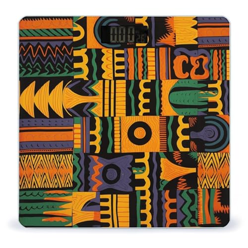 Báscula digital de baño con patrón étnico africano