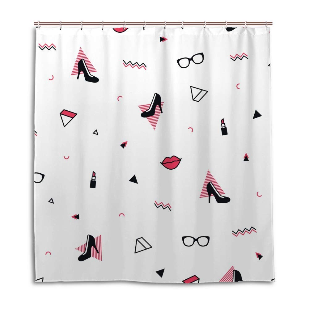 Rideau de douche en polyester lavable en machine avec ses crochets en C pour salle de bain féminine