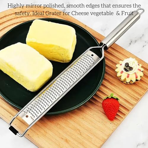 Cyoufine 13.5 inch Lemon Zester, 304 Stainless Steel Cheese Grater, Kitchen Tool Metal Zester for Vegetable Fruits, Ginger, Garlic, Nutmeg, Chocolate, Citrus, Lime Zesters & Grater.