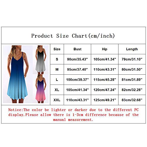 Cooki Women Dresses Summer Casual Mini Bohemian V Neck Gradient Tie-Dye T Shirt Dresses Short Dress Swing Tank Dress #TOP5