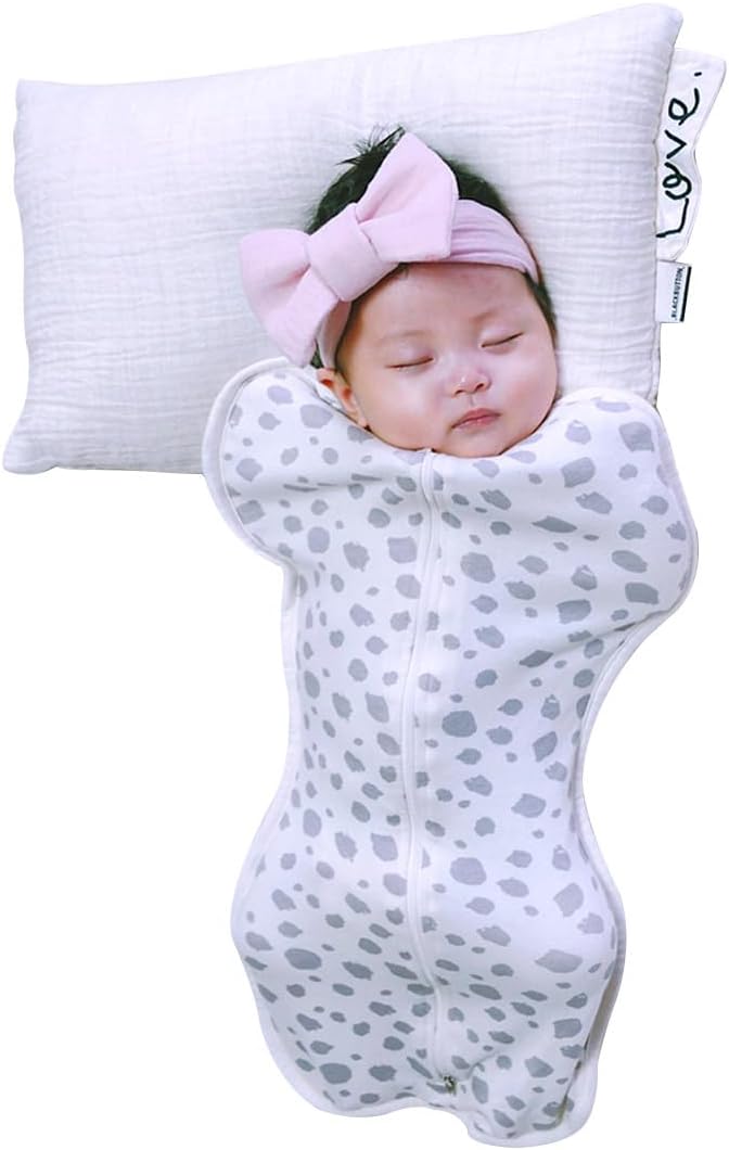 Newborn Baby Swaddle with Zipper 100% Organic Cotton Soft Breathable Self Soothing Improves Sleep & Calms Startle Reflex Baby Swaddle for All Seasons (Leopard Print, 3M)