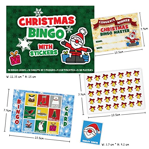 Jeu de cartes d'appel de bingo de Noël pour enfants et adultes – Cartes d'appel de bingo de Noël prédécoupées jusqu'à 40 jeux – Accessoires de fête – Activités de Noël familiales – Image 7