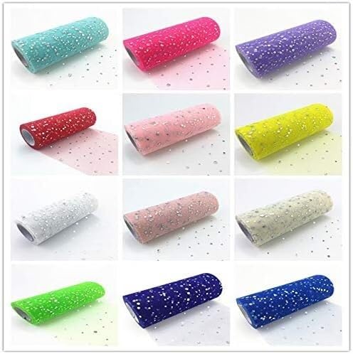Rotolo di tessuto in tulle con paillettes glitterate per lavori fai da te, decorazioni per matrimoni, feste di compleanno, materiale versatile per tutù per progetti creativi
