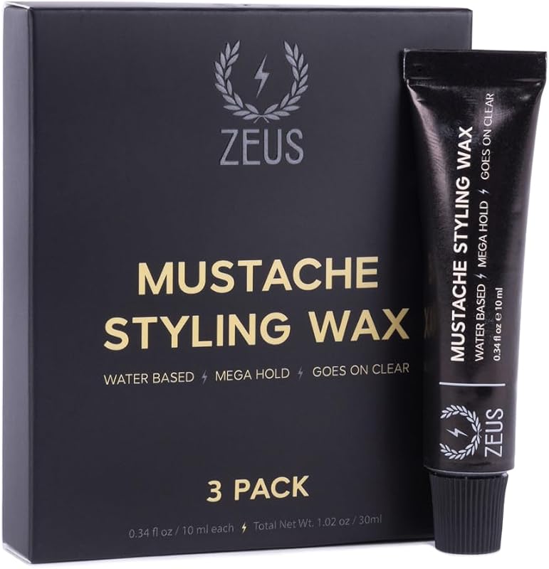 ZEUS Cera para Bigode com Fixação Forte, 30 mL, Pacote com 3