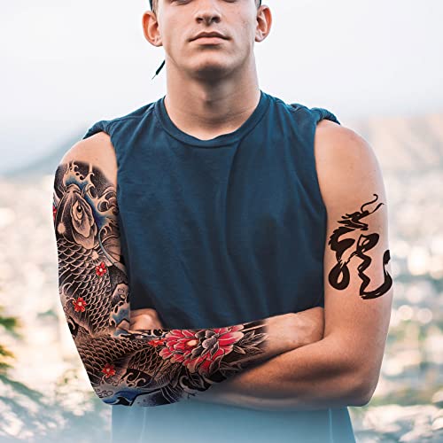 Aresvns Japanese Temporary Tattoo For Men And Women 23 Sheets,Christmas Sleeve Tattoos And Half Arm Tattoos For Adults,Waterproof Fake Tattoos That Look Real And Last Long Christmas Gift #TOP3