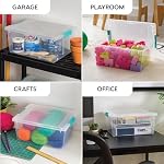 IRIS USA 12 Qt. Plastic Storage Bins Containers with Lids, 4 Pack, Small Sensory Bin, Craft Storage, Craft Organizers & Storage, Organizing Container for Home, Office & Art Supplies, Stackable, Clear - Image 3
