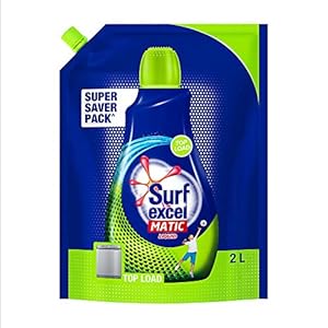 Surf Excel Matic Top Load Liquid Detergent 2 L Refill, Designed For Tough Stain Removal on Laundry in Washing Machines…