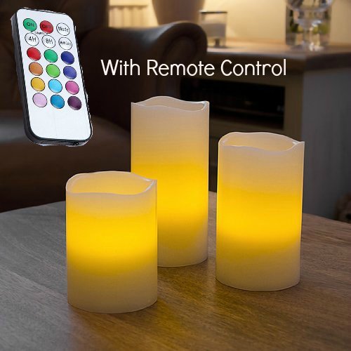 LEDitBe LED Candles Flameless Flickering Candles with Timer - Made of Real Wax with Light Vanilla Smell - Can Change Colors (Including Batteries)