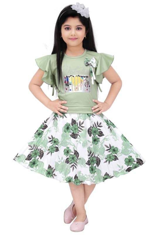 Image of SAIMINA Dresses Girls Regular Fit Printed Casual, Dailywear and Festivewear Cotton Dress Set