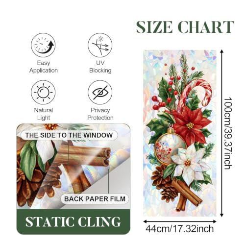 Image of Cinnamon Stick Poinsettia Holographic Window Film 17.32x39.37in