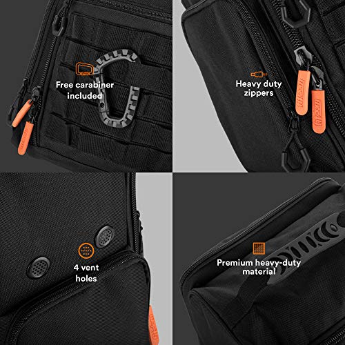 Fitdom Golf Shoe Bag - Tactical Style Zippered Black Shoe Carrier Bags with Ventilation & Multiple Outside Pockets for… - Image 5