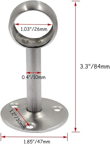 Miniatura 4 de Seimneire 4 soportes para barra de cortina de ducha de 1 pulgada, soporte para barra de cortina, soporte de montaje en techo, brida de tubo, zócalo