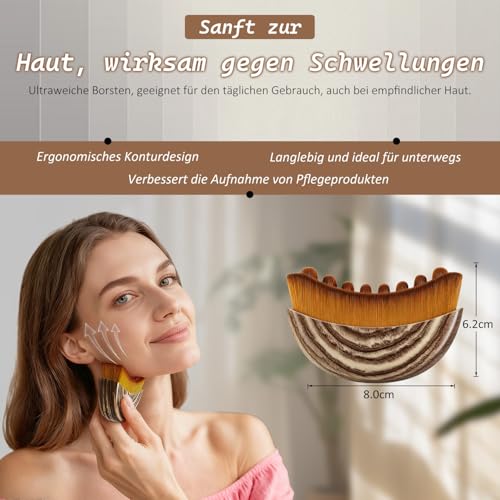 Lymphbürsten Gesicht, Gesichtsbürste, Face Brush, Lymphdrainage, Massagegerät Kontur Kinn Kiefer mit Aufbewahrungsbox (Brown)