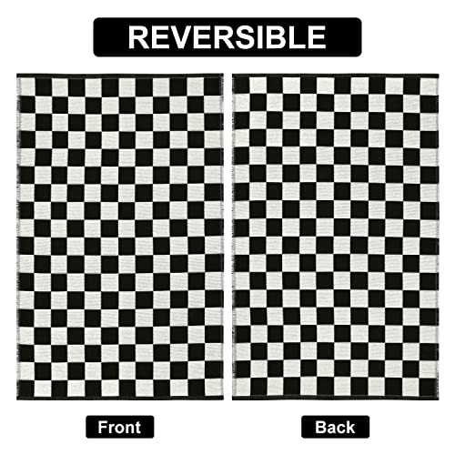 Tapete reversible de algodón y poliéster 2x4 ft ajedrezado miniatura 5