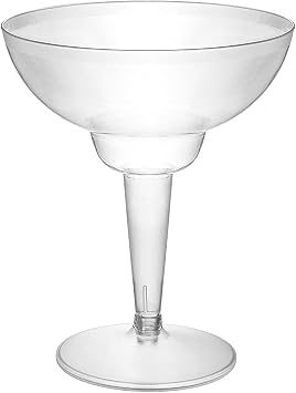 Party Essentials 10 Count Hard Plastic Two-Piece Margarita Glasses, 12-Ounce, Clear