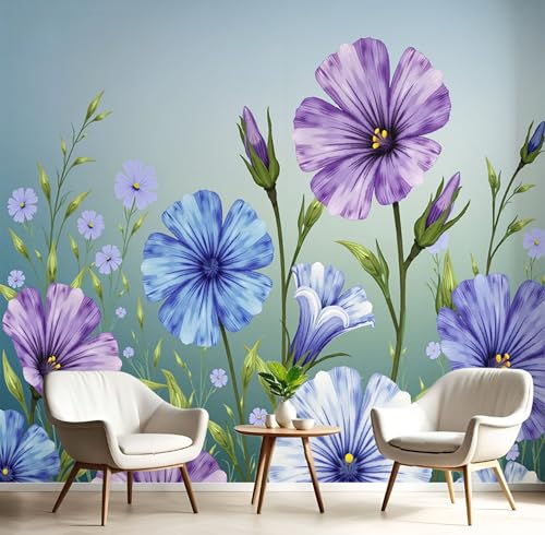Papier peint fleurs sauvages 3D pour transformer un mur de salon terne - 2