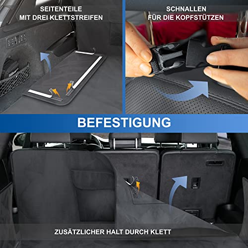 WhizProducts® Basic Kofferraumschutz Hund – wasserdichte Auto Hundedecke mit Seitenschutz – Robuste Kofferraum Schutzmatte für Reise & Transport für Hunde