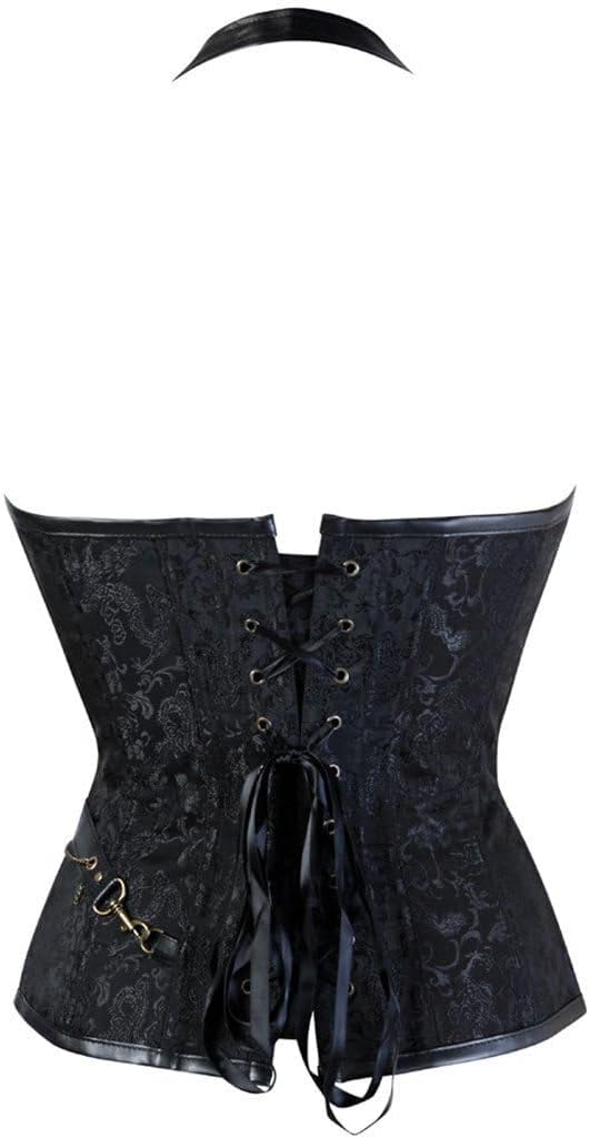 Jutrisujo Brown Corset Pirate Dress Skirt 2 Set Halloween Costumes Plus Size Steampunk Gothic
