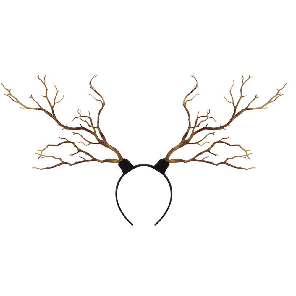 Frecoccialo Women's Brown Christmas Headband Adult Ramure Deer Christmas Headdress Hair Hoop For Woman And Man With Branch Pattern And Reindeer Antlers(Marron)