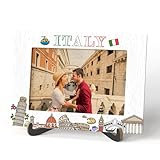 Qiwog Italy Photo Frame - Italy Tourist Attractions Wooden Desktop Photo Frame Decoration with Stand - Family Vacation, Honeymoon, Wedding or Anniversary Picture Frame -A02