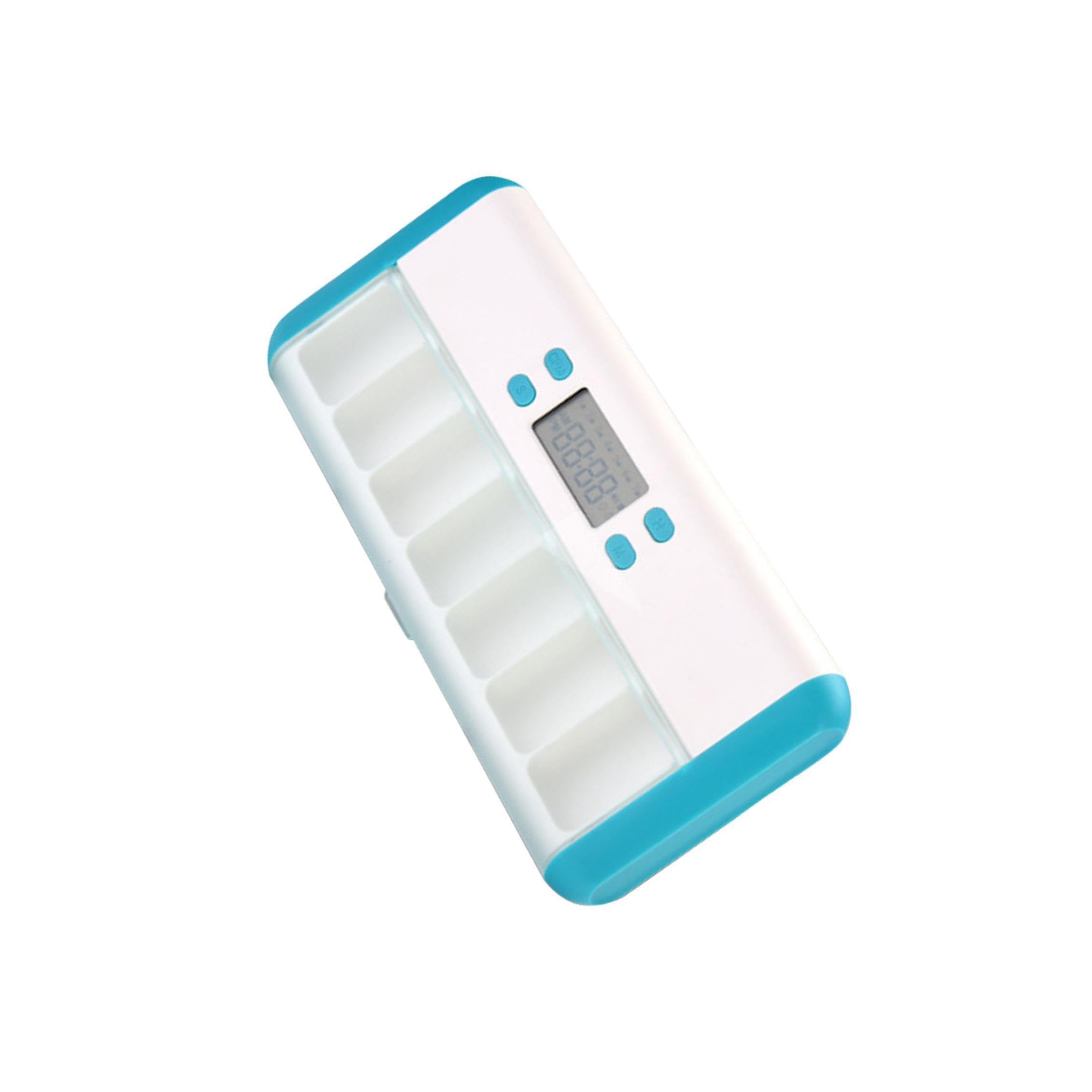 Scatola porta pillole a 7 griglie con timer e allarme, incorpora promemoria ad alto volume, promemoria con vibrazione e scomparti luminosi lampeggianti, integratori, allarme con temporizzazione