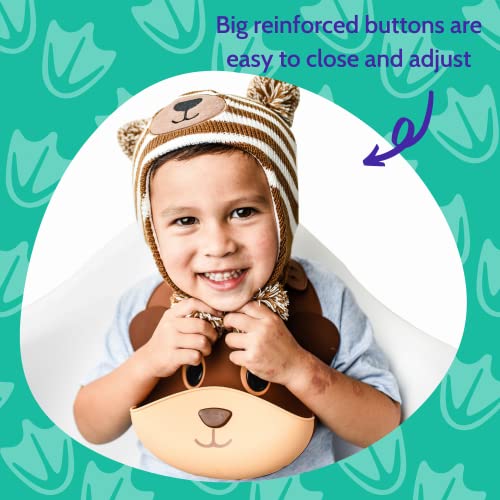 Silly Goose Silicone Animal Baby Bibs for Babies and Toddlers, Waterproof, Adjustable, Soft, Extra Wide Food Catcher Pocket (Baby Bear)3